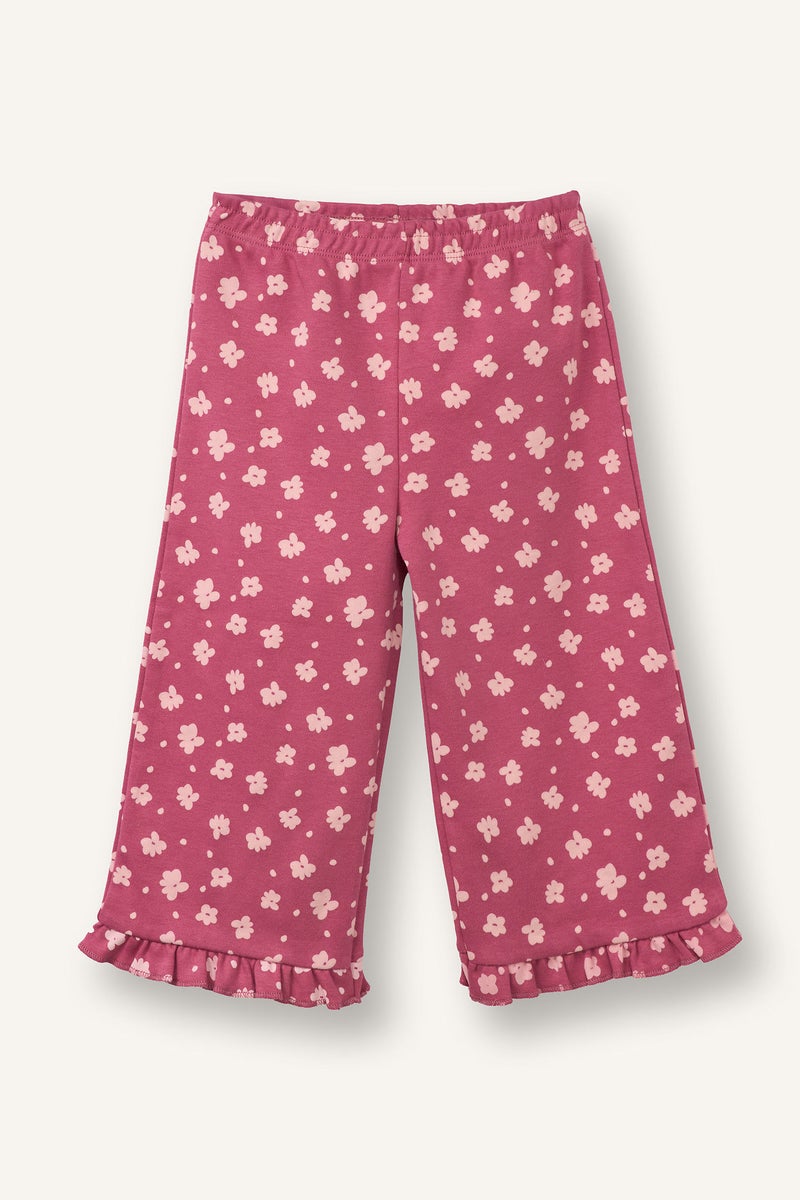 DeFacto Pink BabyGirl Baby Girl Wide Leg Ruffled Floral Trousers Casual - Image 1